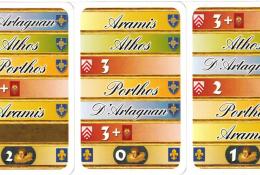 Výběr z celkem 12 karet kol s vyznačeným pořadím hráčů