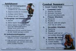 Oboustraná karta s Herníma fázema a fázema bojového kola (angl. a něm verze)