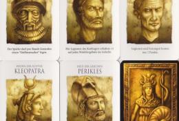 Karty civilizačně podmíněných hrdinů: Chammurapi+Hannibal+Caesar+Kleopatra+Periklés+rub karet