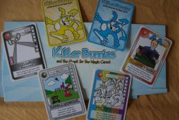 Základní karty hry (zbraň, play immediately, různé druhy králíků..)