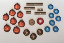 Nové žetony - ohně, dřeva, klíče, označení hrozby na východu slunce, hub a světla