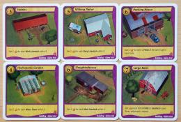 příklad karet s ruznými typy zemědělských budov