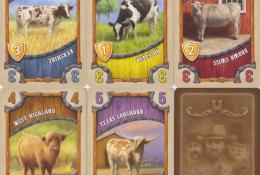 Karty kráv z trhu + rub vpravo dole (shodný pro všechny karty)