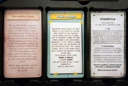 Krabice, balení hry - titulní karty sady karet pro tři scénáře