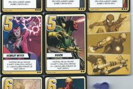 Karty superhrdinů 4-6, zadní strana a žetony