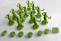 Figurky a další komponenty zeleného hráče