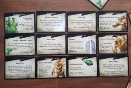 Ukázka karet herních událostí, předmětů a pastí