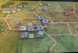 Průběh hry - americké jednotky se snaží vyhnat němce z budov (mise 14)