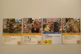 karty zvířat (žluté), sponzorů (modré)
