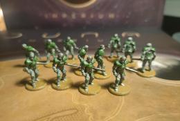 Namalovaná pěchota zeleného hráče 
