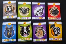 některé karty psů v bodové rozsahu 3 až 6 bodů