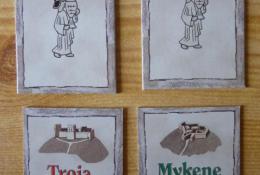 karty příslušnosti k Tróji a Mykénám