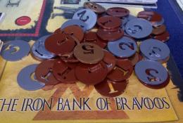 Železná banka v Bravosu. Kovové mince. (fanmade rozšíření Fief, Game of Thrones)
