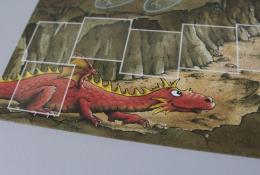 Detail herního plánu s ilustrací draka