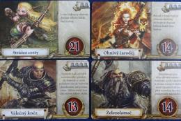Příklady karet hrdinů pro různé počty hráčů