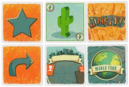 Speciální karty: hvězda, začínající hráč, kaktus, náhradní město; rub karet odpadu a města