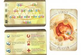 Karta nápovědy (oboustranná) a karta prvního hráče