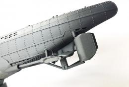 UBoat VIIC 3D print ponorky - detail na zadnu cast kde su kormidla (horizontalne a vertikalne),