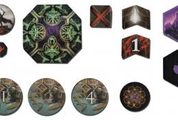 Tokens: Current player+Anger point counter+Gate of Hades+Used action+Attribute+Glory+Port+Orichalkum