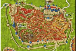 Město Carcassonne v nové grafice: strana pro hru rozšíření Hrabě z Carcassonne