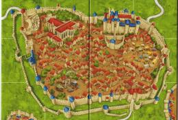 Město Carcassonne v nové grafice: strana pro začátek hry místo startovního dílku